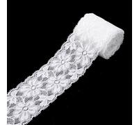 White Lace Ribbon, 2.36" X 5.4 Yards Lace Trim Ribbon, Delicate Crown Ribbons, Elastic Stretchy Laces Fabric for Trimmings Sewing Gift Wrapping DIY Crafts Baby Shower Wedding Bouquet Cloth