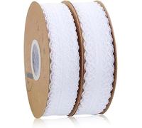 White Lace Ribbon, 2 Rolls Decorative Ribbon Lace Fabric, Vintage Decorative Laces Crochet Laces Sewing Roll for Sewing Craft Wedding Decoration(3cm x 23m Each)