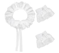 White Lace Ruff Collar Detachable Vintage Clown Costume Accessory | Reinforced Edging Maintains Shape, Secure without Sewing, Classic Style for Renaissance Outfits, Parties, Drama Students