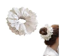 White Lace Scrunchies Large Hair Scrunchies for Women,Elastic Hair Bands Scrunchy Soft Hair Ties Ropes,Bobbles Ponytail Holders for Thick Hair White Lolita Bulk Scrunchie Accessories for Ladies Girls