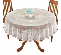 White Lace Tablecloth Rectangle Round Table Cloth White Lace Suitable for Outdoor and Indoor A Wonderful to Your Table Such as Christmas Season (Round: Dia.178cm)