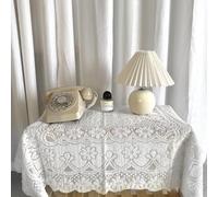 White Lace Tablecloth with Rose Floral Embroidery Dustproof Cover for Coffee Table, Suitable for Household, Wedding, and Party Environments (120 * 120cm)
