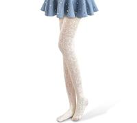 White Lace Tights Lace Tights for Women, Women's Patterned Tights Lace Hollow Pantyhose Sexy Ladies Women Flower Floral Stockings Lace Tights Lace Stockings White Patterned Tights (Milk White)
