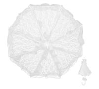 White Lace Wedding Parasol with Wood Handle Vintage Bridal Photo Prop | Lightweight Carry, Metal Ribs, Not Waterproof, for Tea Party Costume and Event Planners