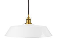 White Large Chancery Painted Dome Pendant Light With Antique Gold Lamp Holder And Black Round Cable - Se Home