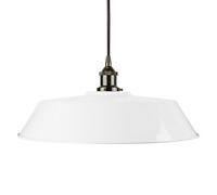White Large Chancery Painted Dome Pendant Light With Black Nickel Lamp Holder And Black Round Cable - Se Home