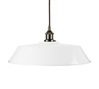 White Large Chancery Painted Dome Pendant Light With Black Nickel Lamp Holder And Brown Twisted Cable - Se Home