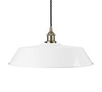White Large Chancery Painted Dome Pendant Light With Brushed Chrome Lamp Holder And Black Twisted Cable - Se Home