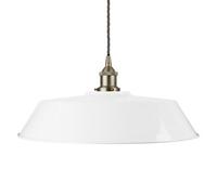 White Large Chancery Painted Dome Pendant Light With Brushed Chrome Lamp Holder And Grey Twisted Cable - Se Home