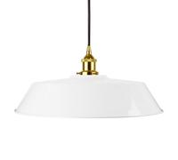 White Large Chancery Painted Dome Pendant Light With Gold Lamp Holder And Black Round Cable - Se Home
