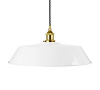 White Large Chancery Painted Dome Pendant Light With Gold Lamp Holder And Black Twisted Cable - Se Home
