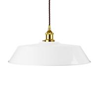 White Large Chancery Painted Dome Pendant Light With Gold Lamp Holder And Brown Twisted Cable - Se Home