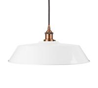 White Large Chancery Painted Dome Pendant Light With Matt Antique Copper Lamp Holder And Black Round Cable - Se Home