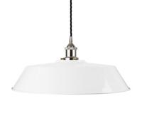 White Large Chancery Painted Dome Pendant Light With Nickel Lamp Holder And Black Twisted Cable - Se Home