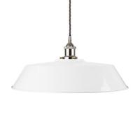 White Large Chancery Painted Dome Pendant Light With Nickel Lamp Holder And Grey Twisted Cable - Se Home