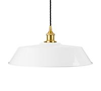 White Large Chancery Painted Dome Pendant Light With Polished Brass Lamp Holder And Black Twisted Cable - Se Home