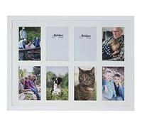 White Large Collage Photo Frames Multiple Pictures, 8 Standard Openings | Multi photo frames for wall in solid wood, displaying 8 photos with precision-cut mount, Perspex glazing and wall hangers.