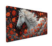 White Large Mouse Mat 1200x600x3mm, Horse Extended Mouse Pad with Stitched Edges, Gaming Mousepad with Soft Smooth Surface, Desk Mat for Desk Accessories and Office Accessories, Gifts for Men 9-2984