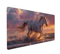 White Large Mouse Mat 1600x800x3mm, Horse Extended Mouse Pad with Stitched Edges, Gaming Mousepad with Soft Smooth Surface, Desk Mat for Desk Accessories and Office Accessories, Gifts for Men 8-6357