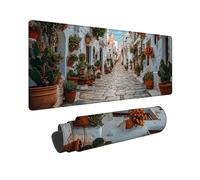 White Large Mouse Mat 800 x 400 x 3MM Gaming Mouse Pad, Small Town Mousepad Extended for Men, Office Accessories with Anti-Slip Rubber Base and Double Stitched Edge, Mousemat for Laptop, Gifts -TL74F0