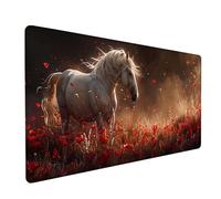 White Large Mouse Mat 800x300x3mm, Horse Extended Mouse Pad with Stitched Edges, Gaming Mousepad with Soft Smooth Surface, Desk Mat for Desk Accessories and Office Accessories, Gifts for Men 4-5729
