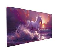 White Large Mouse Mat, Horse Gaming Mouse Pad with Stitched Edges, Extended Mousepad with Non-Slip Rubber Base, Desk Mat for Desk Accessories and Office Accessories, Gifts for Men, 1000x500x3mm 5-1383