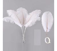 White Large Ostrich Feathers - 12pcs 24-26inch Feathers Making Kit Ostrich Feathers Bulk for Vase,Wedding Party Centerpieces and Home Decor