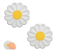 White Large Silicone Trivet, 2-Pack Daisy Cute Coasters Heat Resistant Non-Slip Hot Pads Pot Holders for Table & Kitchen (~8.6")