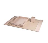 White Latte Bonded Leather 3-Piece Desk Set