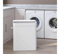 SONGMICS Laundry Hamper with Lid, 100 L Bamboo Laundry Basket, Removable Machine Washable Hamper Basket, with Handles, for Laundry Room, Bedroom, Washroom, White LCB063W01
