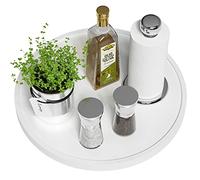White lazy susan organizer, 13.2 Inch Non-Skid bamboo turntable organizer for kitchen table cabinets closets and closets, Wood Turntable for Kitchen Countertop Organizer