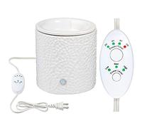 White Leaf Ceramic Candle Warmer Electric with Safety Timer | Automatic On/Off Plug in Fragrance Warmer for Scented Wax Melts, Cubes, Tarts | Air Freshener Set for Home Décor, Office, and Gifts