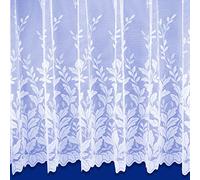 White Leaf Patterned Julia Net Curtain Slot Top - Sold by the Metre (Drop: 153cm (60"))