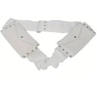 White Leather Hajj Umrah Belt with Adjustable Buckle, Islamic Prayer Accessory