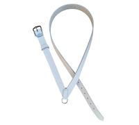 White Leather Marching Band Drum Shoulder Strap, Adjustable Snare Drum Carrier Harness for Children and Youth Parade, Drum Belt with Silver Brass Buckle