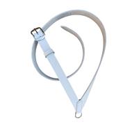 White Leather Marching Band Drum Shoulder Strap, Adjustable Snare Drum Carrier Harness for Children and Youth Parade, Drum Belt with Silver Brass Buckle