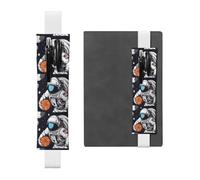 White Leather Pen Holder Bookmark BROLEO Astronaut Space Basketball Printed Adjustable Elastic Band 8.3-1.8 in Suitable for Most notebooks Diaries