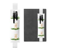 White Leather Pen Holder Bookmark BROLEO Bunny Blowing Dandelions Printed Adjustable Elastic Band 8.3-1.8 in Suitable for Most notebooks Diaries