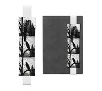 White Leather Pen Holder Bookmark BROLEO Crow On Branch Printed Adjustable Elastic Band 8.3-1.8 in Suitable for Most notebooks Diaries