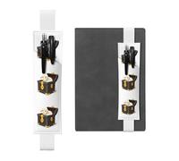 White Leather Pen Holder Bookmark BROLEO Little Sheep in The Treasure Box Printed Adjustable Elastic Band 8.3-1.8 in Suitable for Most notebooks Diaries