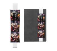 White Leather Pen Holder Bookmark BROLEO Little Snake in The Flowerbed Printed Adjustable Elastic Band 8.3-1.8 in Suitable for Most notebooks Diaries