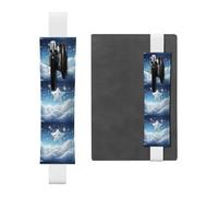 White Leather Pen Holder Bookmark BROLEO Little Stars in The White Clouds Printed Adjustable Elastic Band 8.3-1.8 in Suitable for Most notebooks Diaries