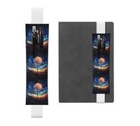 White Leather Pen Holder Bookmark BROLEO Lollipop in The Starry Sky Printed Adjustable Elastic Band 8.3-1.8 in Suitable for Most notebooks Diaries