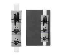 White Leather Pen Holder Bookmark BROLEO Panda on a Tree Branch Printed Adjustable Elastic Band 8.3-1.8 in Suitable for Most notebooks Diaries