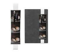 White Leather Pen Holder Bookmark BROLEO Pearl in The Shell Printed Adjustable Elastic Band 8.3-1.8 in Suitable for Most notebooks Diaries