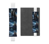 White Leather Pen Holder Bookmark BROLEO Polar Bear Looking at The Stars Printed Adjustable Elastic Band 8.3-1.8 in Suitable for Most notebooks Diaries