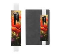 White Leather Pen Holder Bookmark BROLEO Poppy flowers1 Printed Adjustable Elastic Band 8.3-1.8 in Suitable for Most notebooks Diaries