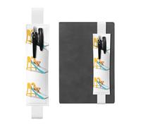 White Leather Pen Holder Bookmark BROLEO Puppy on The Slide Printed Adjustable Elastic Band 8.3-1.8 in Suitable for Most notebooks Diaries