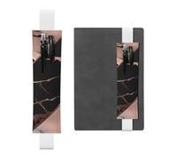 White Leather Pen Holder Bookmark HYTTER Black Rose Gold Marble Printed Adjustable Elastic Band 8.3-1.8 in for notebooks Diaries Manuals Planners