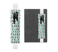 White Leather Pen Holder Bookmark HYTTER Cute Pandas Printed Adjustable Elastic Band 8.3-1.8 in for notebooks Diaries Manuals Planners